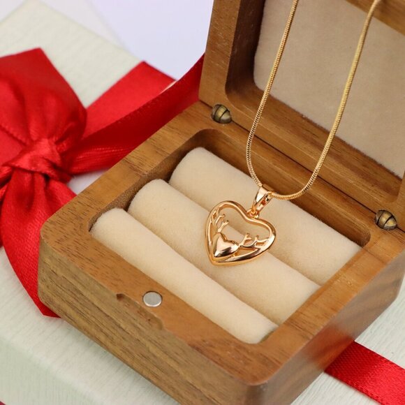 "Heart Shaped Rose Gold Pendant with Antler Design Accent, XPPT1267 - Picture 10 of 13